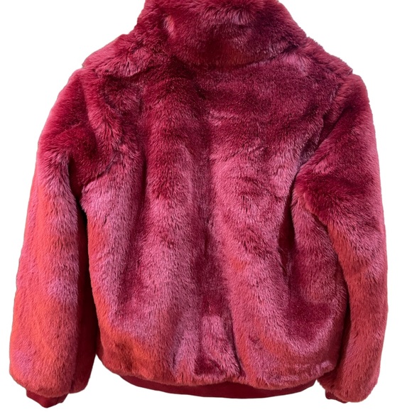 SWEATY BETTY: Model Faux Fur Bomber Jacket in Rust Red, Size Small, NEW WITH TAG - Picture 2 of 10